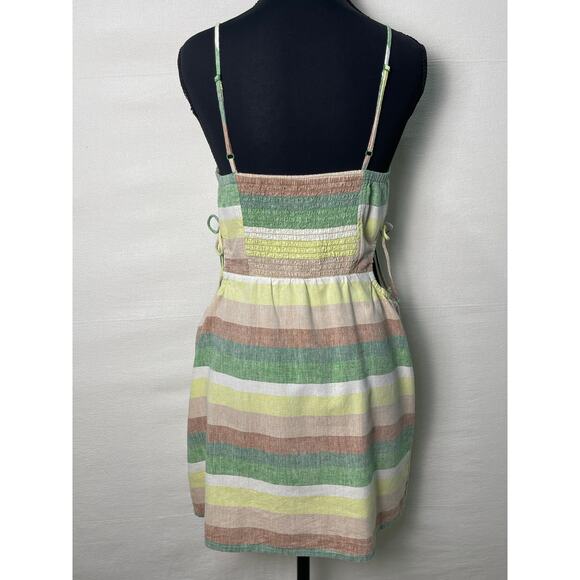 Aerie Linen Striped Mini Dress with Side Cutouts Size Small - Picture 4 of 10